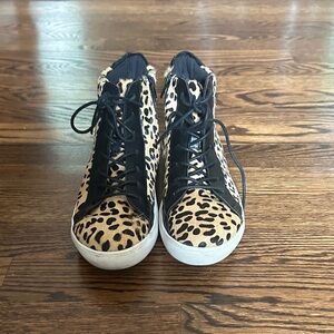 Leopard Print High-Top Sneakers